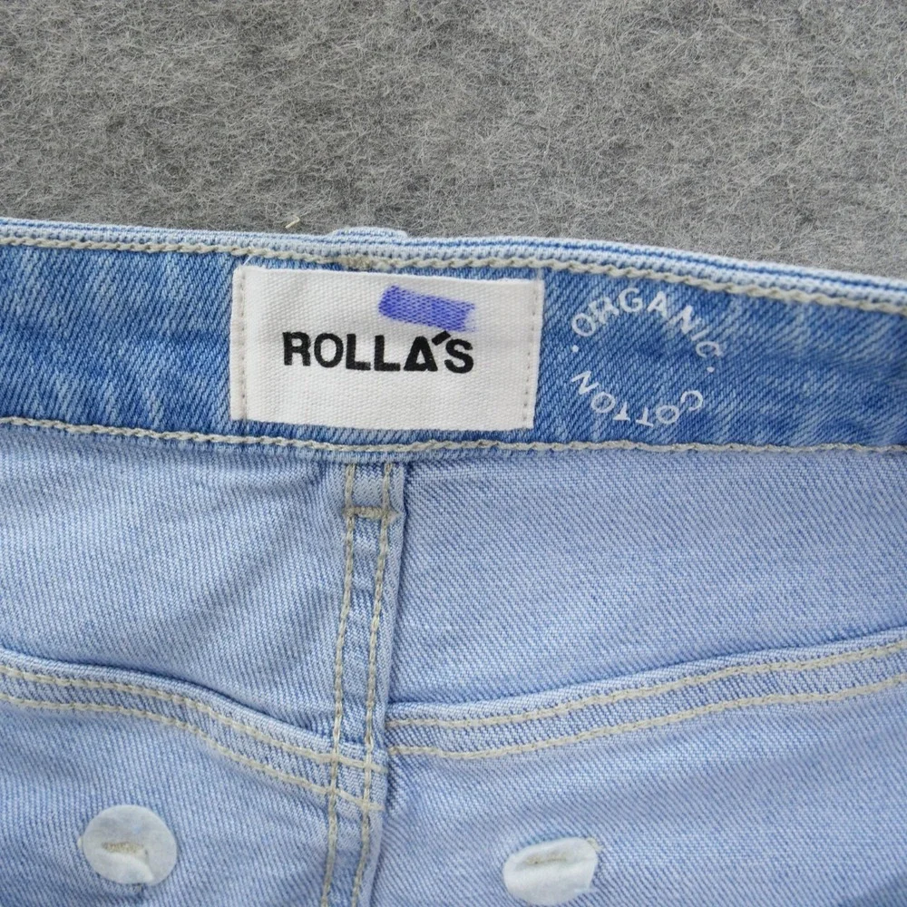 Rollas Dusters Jeans Womens 30 Blue Bootcut Crop High Rise Distressed Light New
